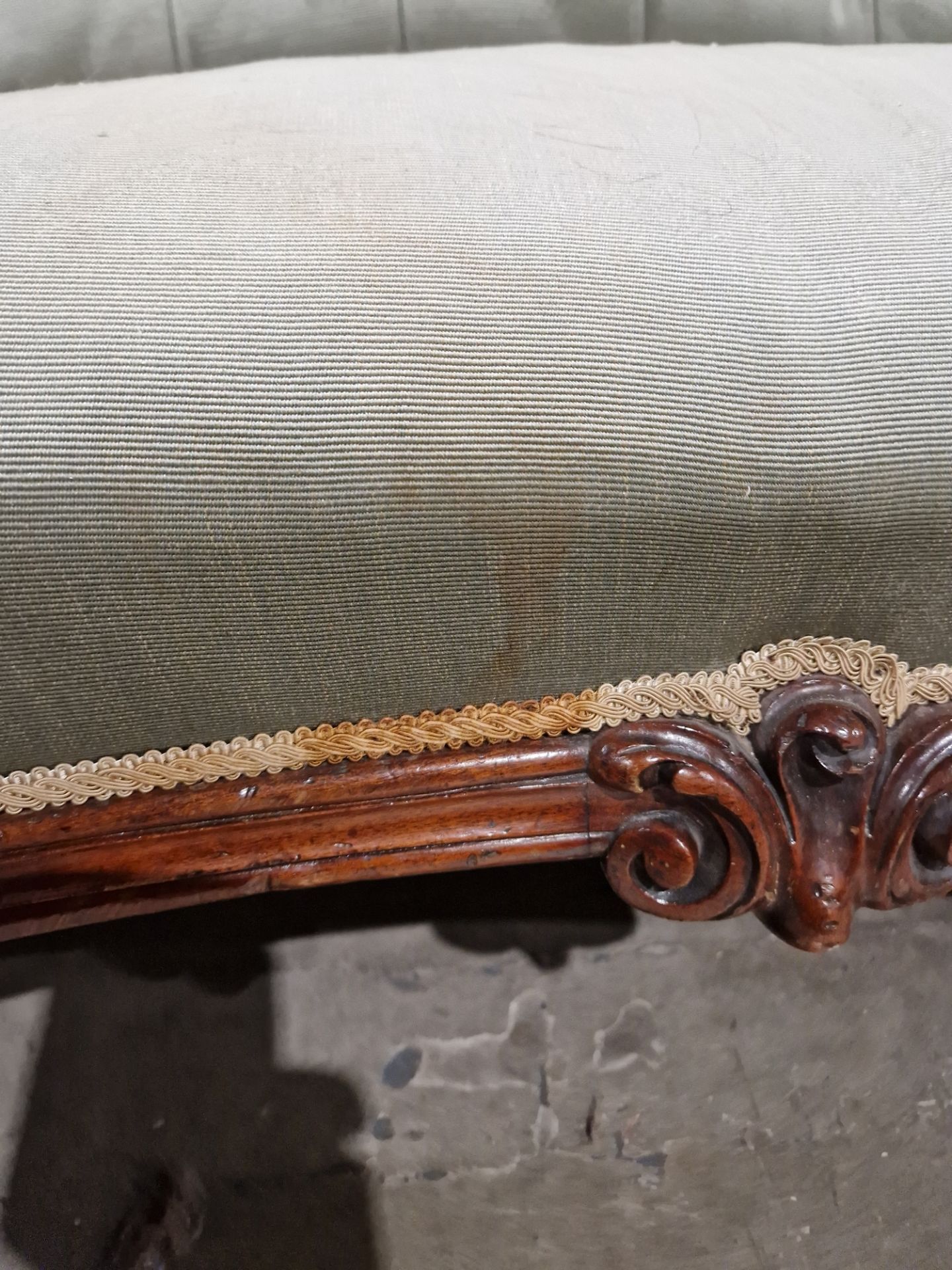 Victorian mahogany-framed parlour sofa, with scroll button back and foliate carved frame, - Image 24 of 29