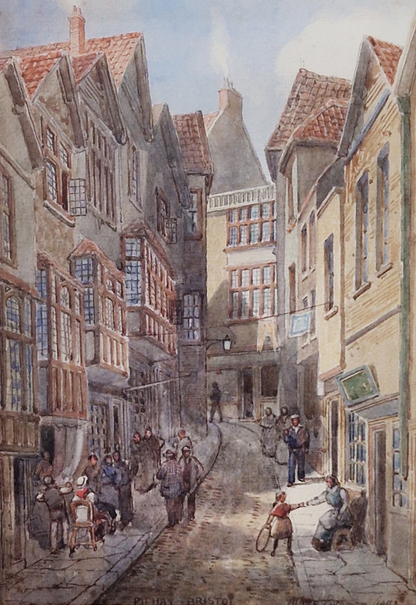 Alfred Edward Parkman (1852-1930) Two watercolours "Pithay, Bristol", street scene, signed and dated