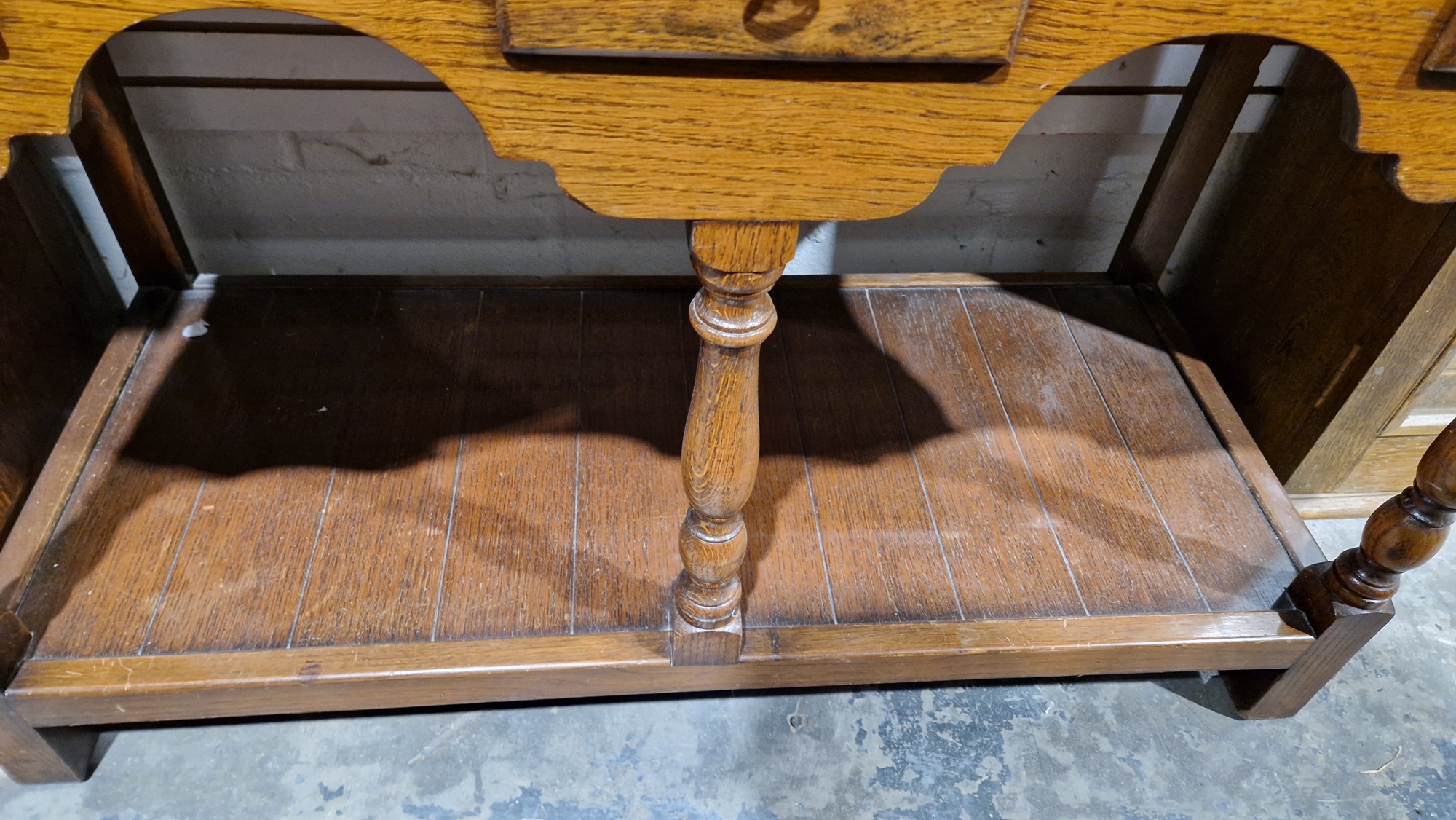 Oak Welsh dresser with three-tier platerack over five drawers of various sizes, over a further - Image 11 of 12