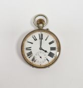 Early 20th century Goliath pocket watch, the circular enamel dial with Roman numerals denoting