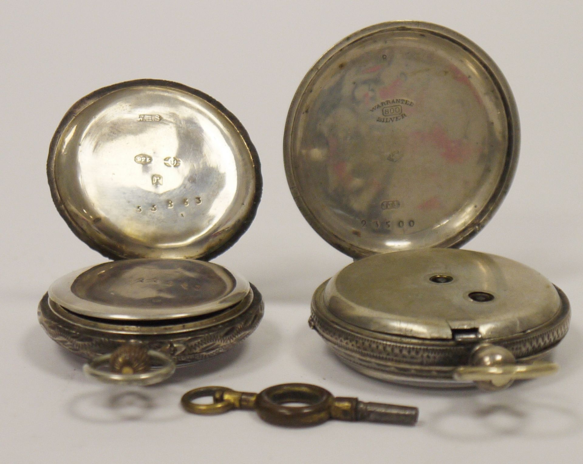 Two Late Victorian lady's pocket watches, each with white enamelled dial and black Roman numerals, - Image 2 of 2