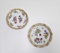 Two Dresden porcelain small circular plates, late 19th century, underglaze blue cross swords