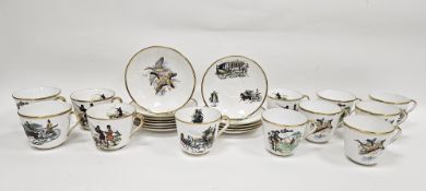Hammersley & Co bone china hunting scenes pattern part breakfast service, early 20th century,
