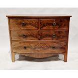 Victorian flamed mahogany bowfronted chest of two short over two long drawers, 86cm high x 110cm