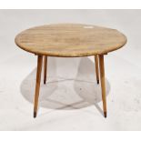 20th century stained wooden coffee table of circular form, on four turned tapering legs, 51cm high x