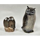 Royal Copenhagen porcelain model of an owl and another modelled as a pair of owls, printed factory