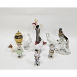 Collection of Nao porcelain models of ducks, a Karl Ens model of a jay perched on a tree stump, a