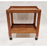 Mid century teak two tier drinks trolley, height 75.5cm, length 72cm, width 46cm