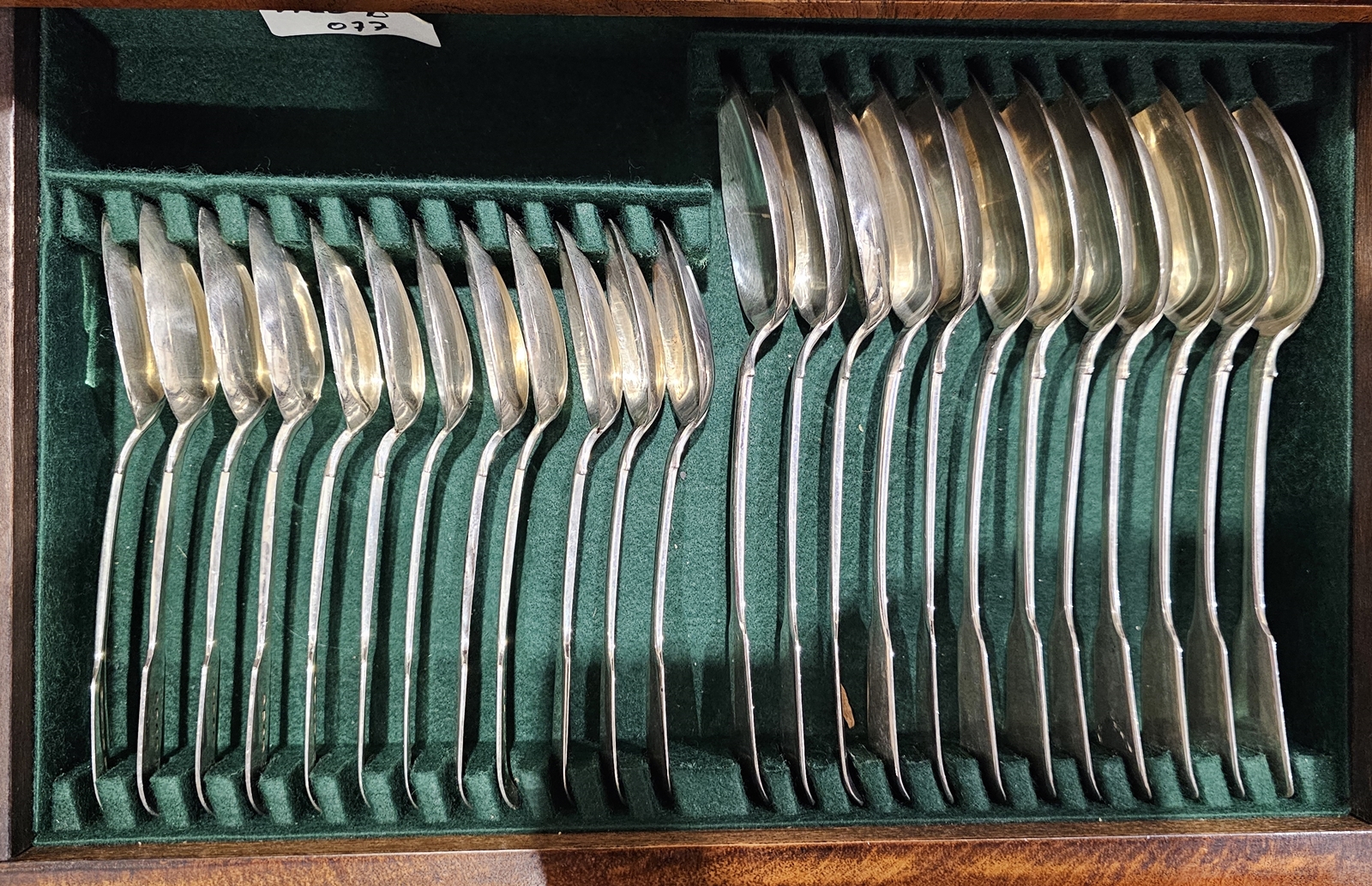 A large matched set of Victorian silver flatware for twelve, including table knives, forks, spoons - Image 4 of 6