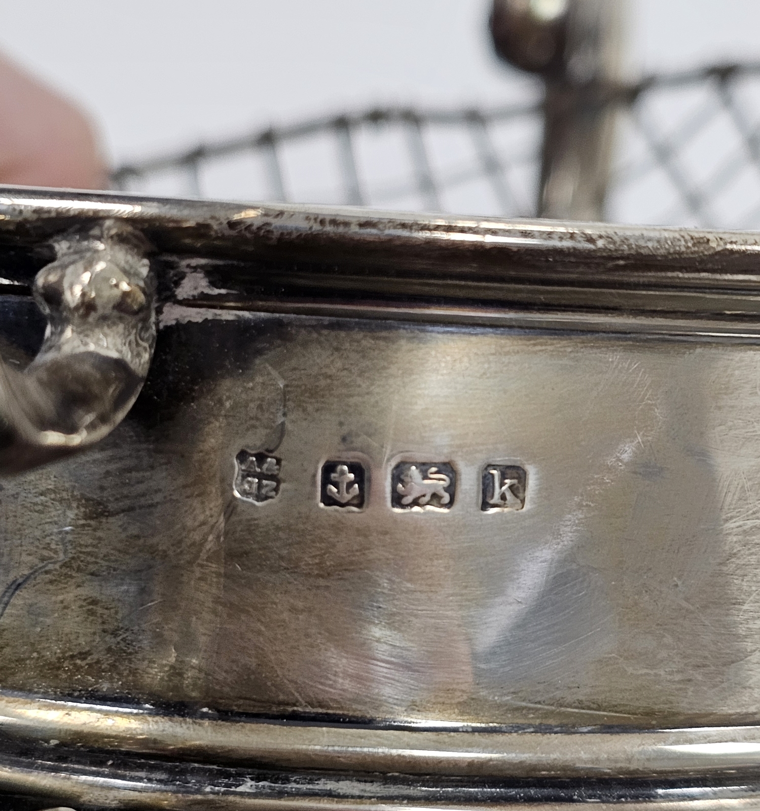 Silver two-handled rose bowl, circular with free scroll handles, double moulding to the body, on - Image 2 of 2