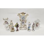 Group of late 19th century continental porcelain figures comprising a 'Cris de Paris' Fish Seller, a