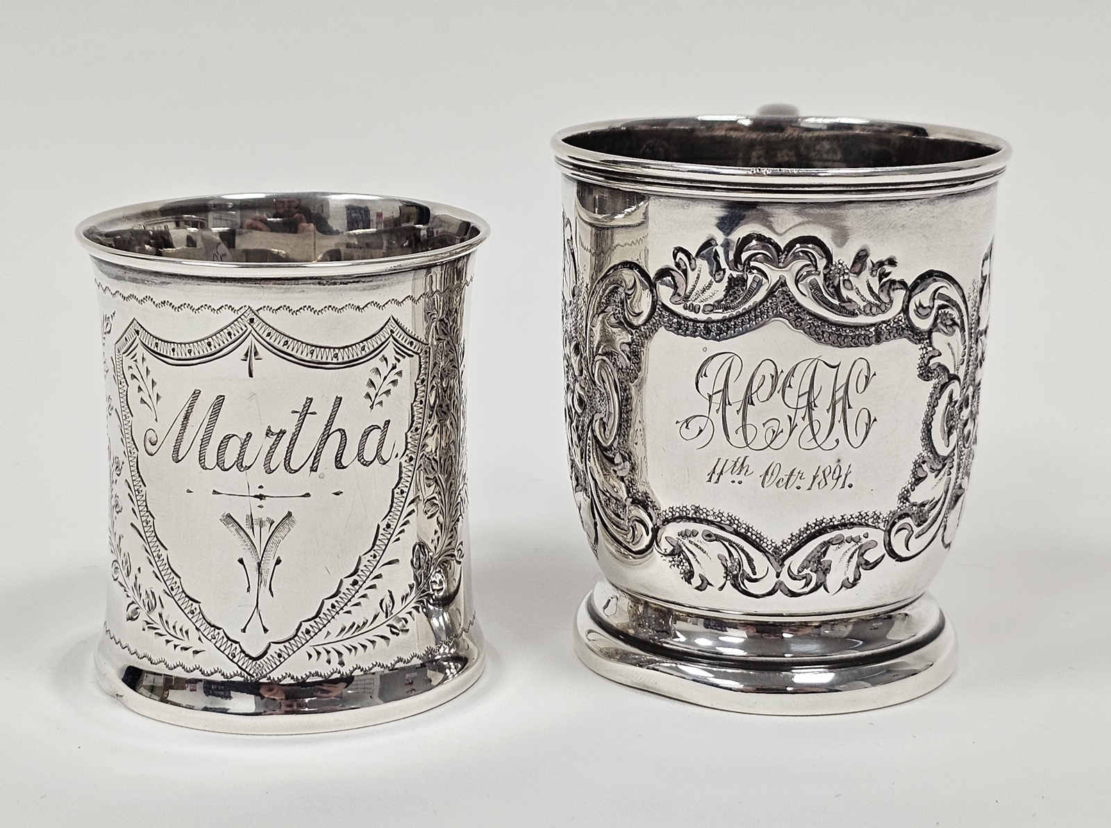 Edwardian silver christening mug by John Rose, Birmingham 1900, of cylindral form with engraved - Image 2 of 5