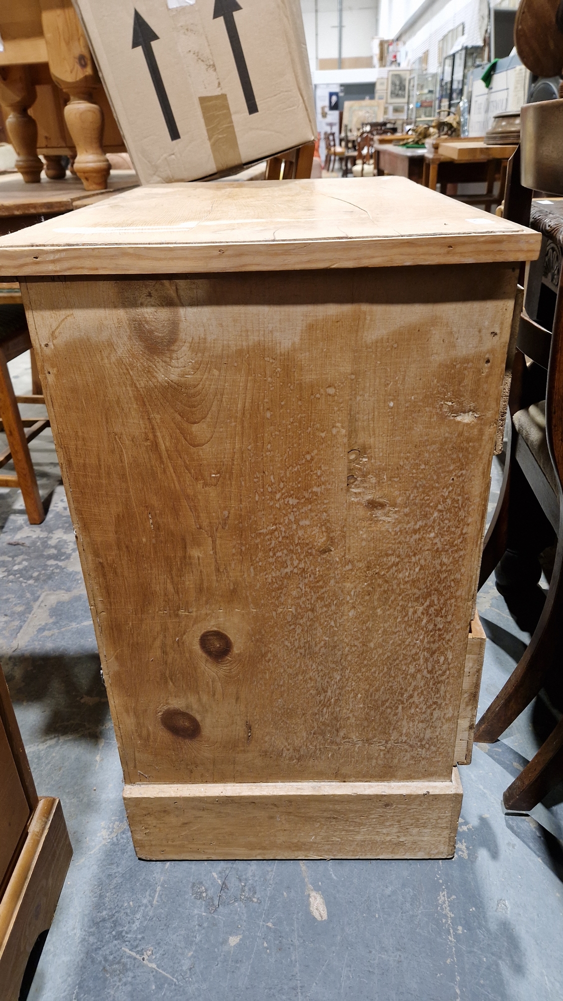 Victorian pine chest of three long drawers, each with turned wooden handles, 78cm high x 74cm wide x - Image 13 of 16