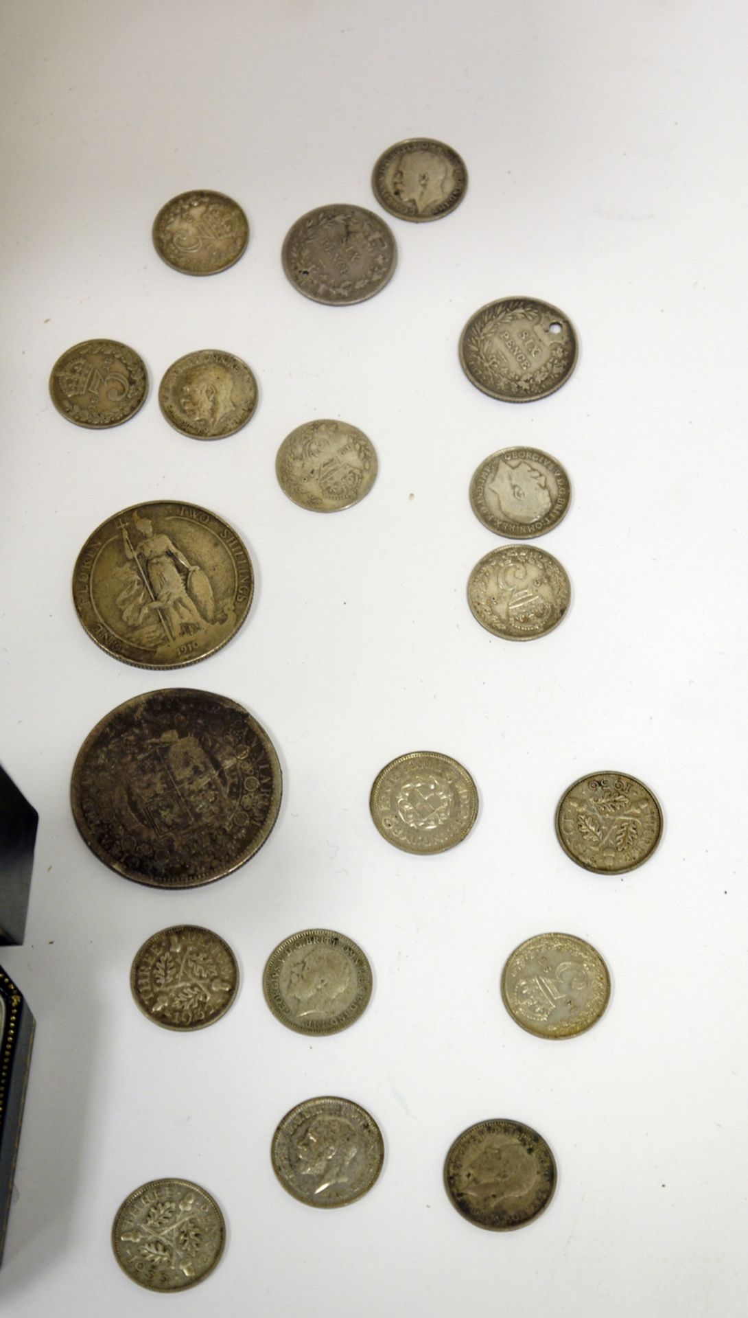 Quantity of silver threepences, small quantity silver coinage, sundry bead necklaces and other - Image 2 of 2
