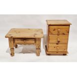 20th century pine coffee table with single drawer to the front, 43cm high x 69cm wide x 49cm deep