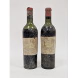 Two bottles Chateau Marganx 1952 (labels indistinct) (low and mid shoulder) (2)