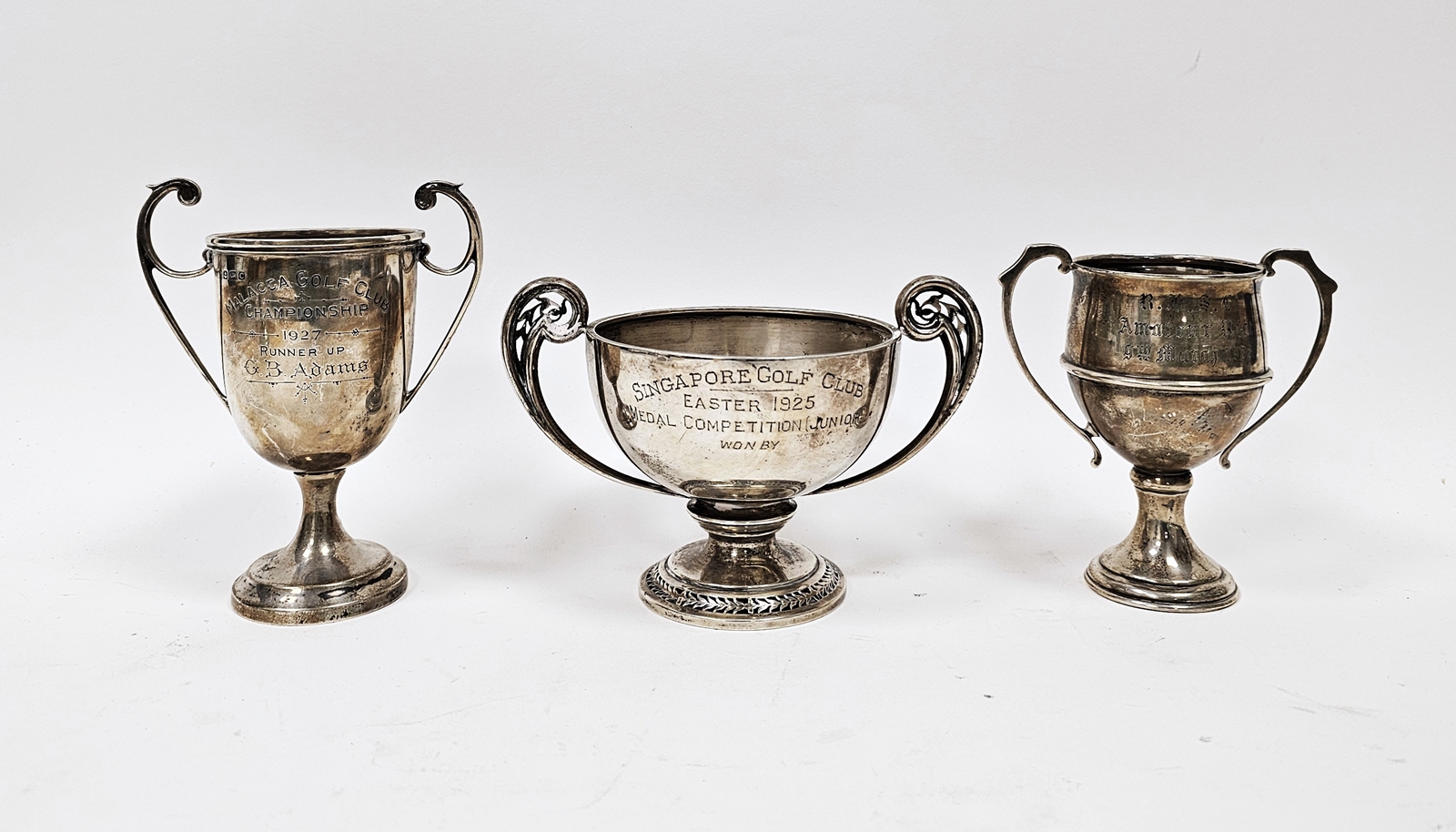 Silver two-handled trophy by Deakin & Francis, Birmingham 1923, of circular form with pierced scroll
