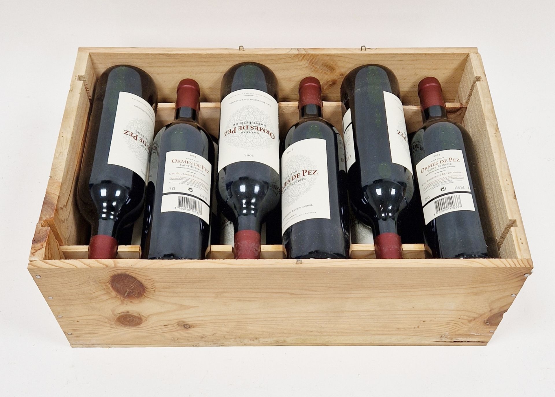 12 bottles of Chateau Ormes de Pez Saint Estephe Cru Bourgeois Exceptionel in original wooden