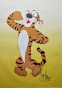 Tigger from Winnie the Pooh animation cel, signed 'Jimbo' and dated 1994, framed and glazed, image