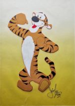 Tigger from Winnie the Pooh animation cel, signed 'Jimbo' and dated 1994, framed and glazed, image