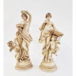 Pair of late 19th century continental porcelain figure groups, impressed 297 painted numerals,