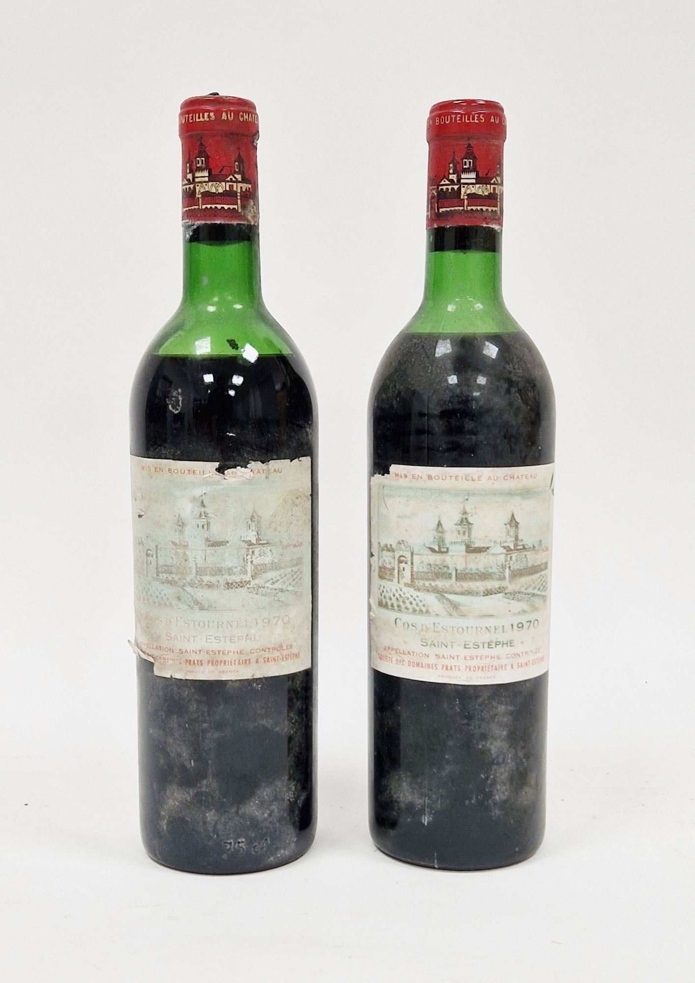 Two bottles of Cos d'Estournet, Saint Estephe 1970 (low neck, mid shoulder) (2)