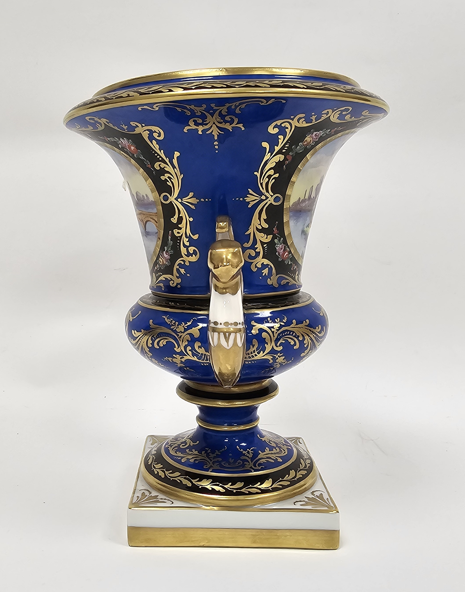 20th century Paris porcelain campana-shaped vase, with iron red marks for Tallec a Paris, blue DD/6M - Image 2 of 5