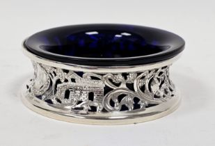 Early 20th century miniature silver dish ring of typical form decorated figures, buildings,