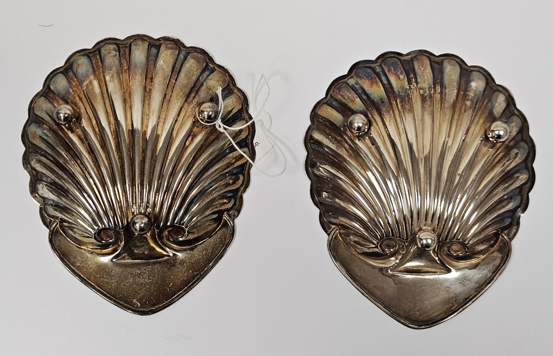 Pair of George V silver scallop-shaped butter dishes, Birmingham 1912 by Wilmot Manufacturing Co, - Image 2 of 2