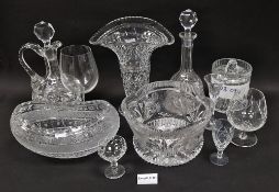Large quantity of cut glassware, to include decanter, vases, drinking glasses bowls etc, various