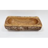 Carved oak fruit bowl by Maxim Hastings, signed to base, the the form of a hollowed branch,