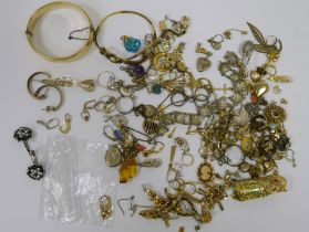 Large quantity of gold-coloured and other earrings and sundry costume jewellery