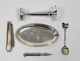 A collection of silver objects, including a silver propelling pencil, by Sampson Mordan & Co; a