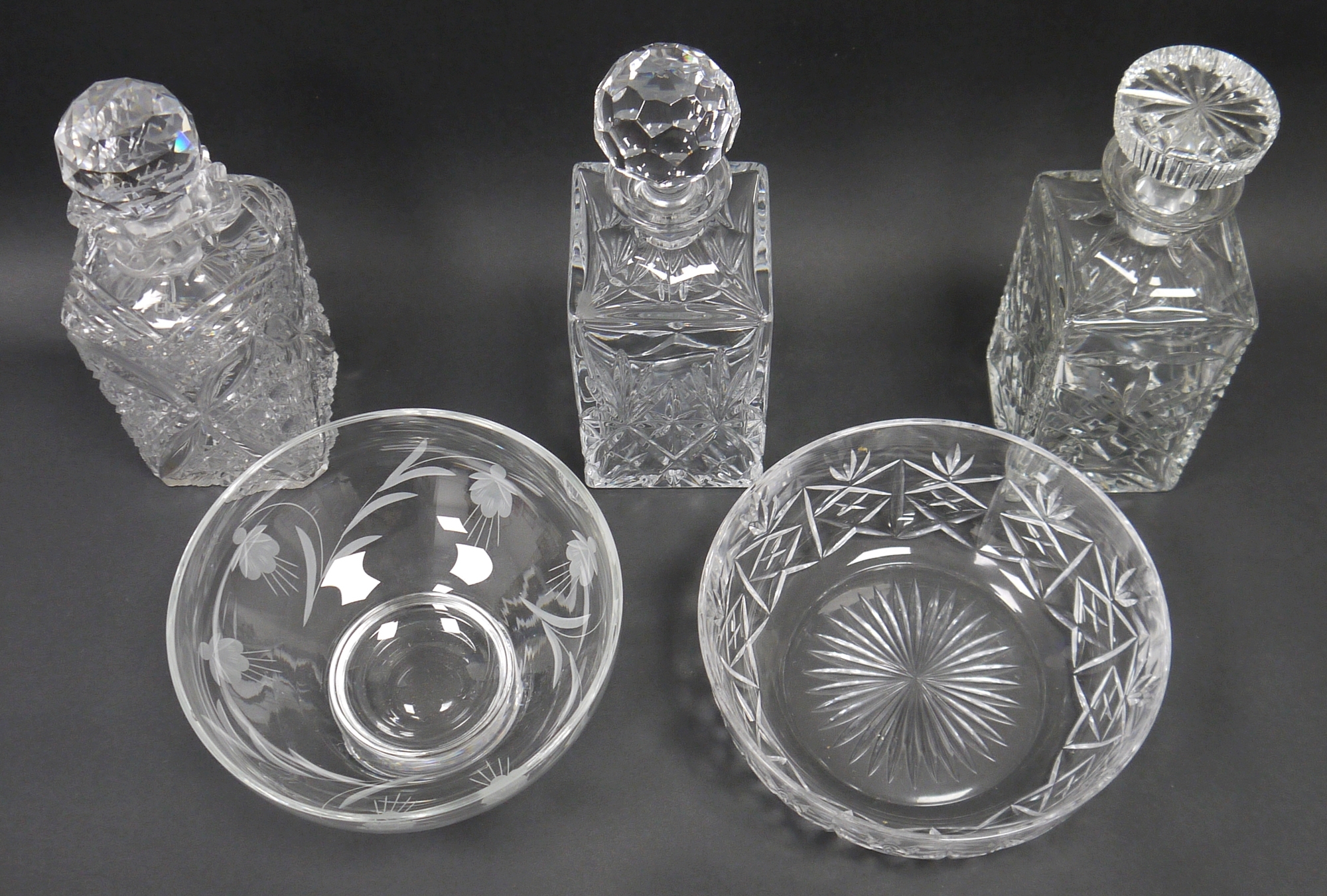 Victorian square-section cut glass spirit decanter and faceted stopper, the decanter engraved with - Image 2 of 2