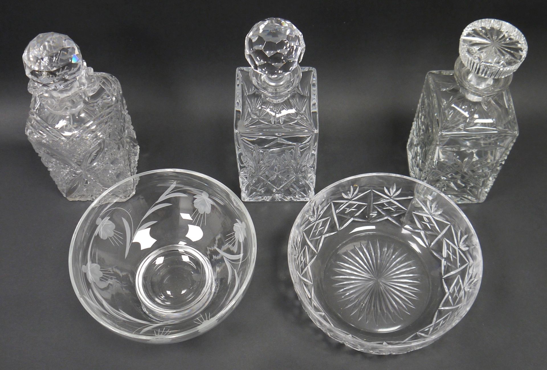 Victorian square-section cut glass spirit decanter and faceted stopper, the decanter engraved with - Image 2 of 2