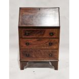 Late 19th/early 20th century mahogany bureau, the fall front opening to reveal pigeonholes and a