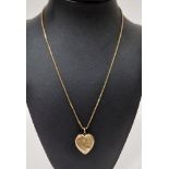 9ct gold boxlink-pattern chain necklace, 4.8g approx. and the rolled gold heart-shaped locket