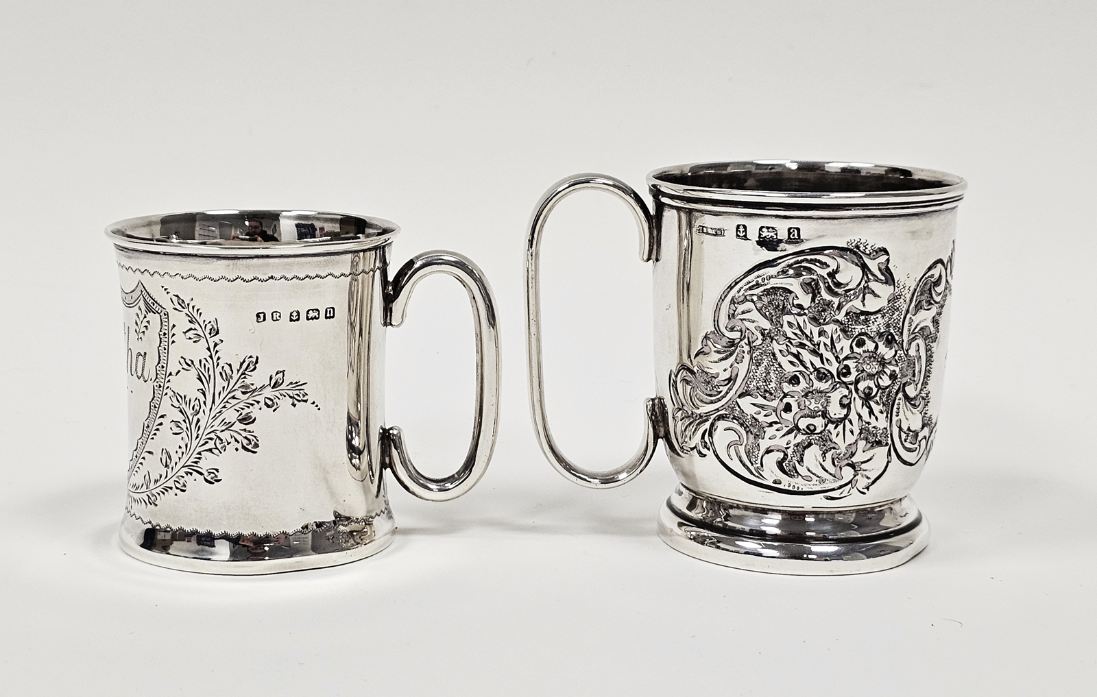 Edwardian silver christening mug by John Rose, Birmingham 1900, of cylindral form with engraved