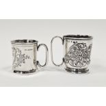 Edwardian silver christening mug by John Rose, Birmingham 1900, of cylindral form with engraved