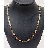 9ct gold chain link necklace with alternating twisted and double oval links, 42cm long, 12g approx.