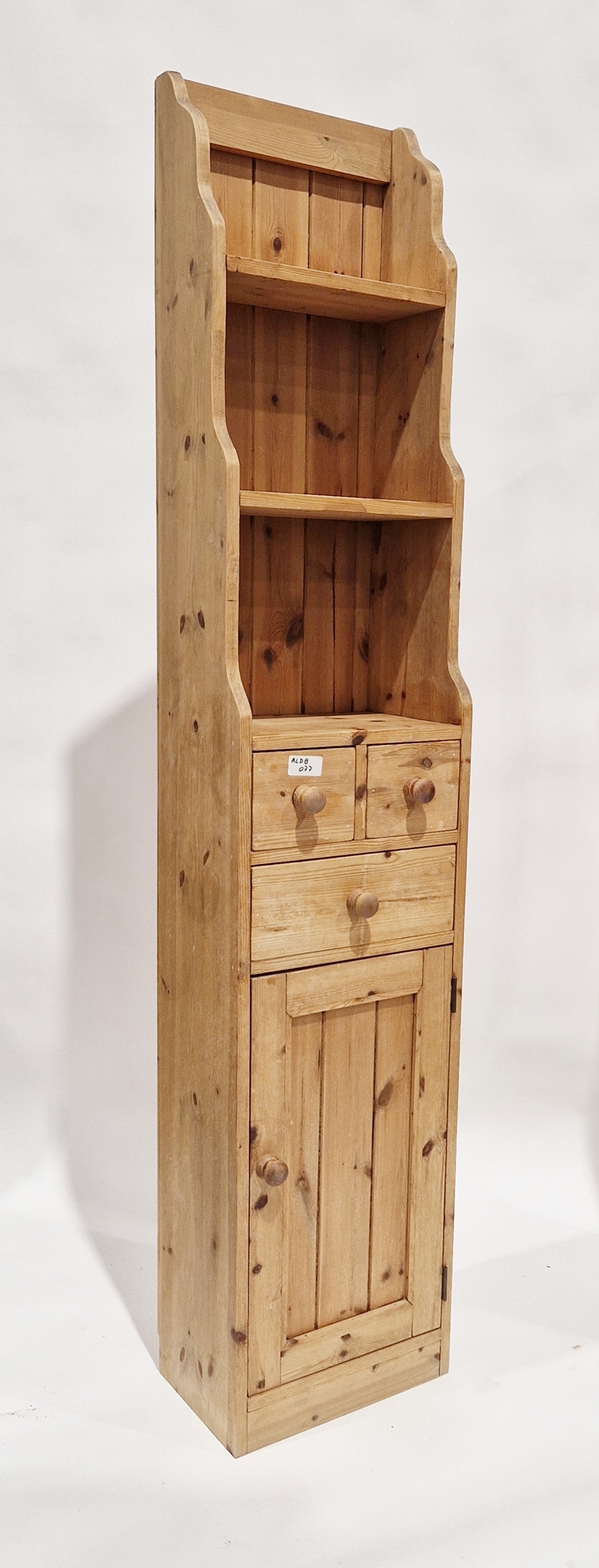 Pine storage unit having three shelves, three drawers and a single door cupboard, 178cm high x - Image 2 of 3