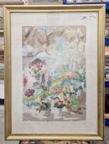 Pierre Llado Limited edition print  Clowns et Jeux de Fleurs, signed in margin, framed , 69cm x 49cm
