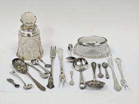 Collection of British and continental flatware, including Georgian and later silver spoons, WMF