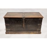 Late 18th century chest with hinged top, painted front, inscribed ‘Samuel Span Lawder, 10th June