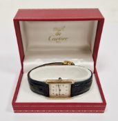 Lady's Must de Cartier Vermeil Tank quartz wristwatch, the rectangular dial with Arabic numerals