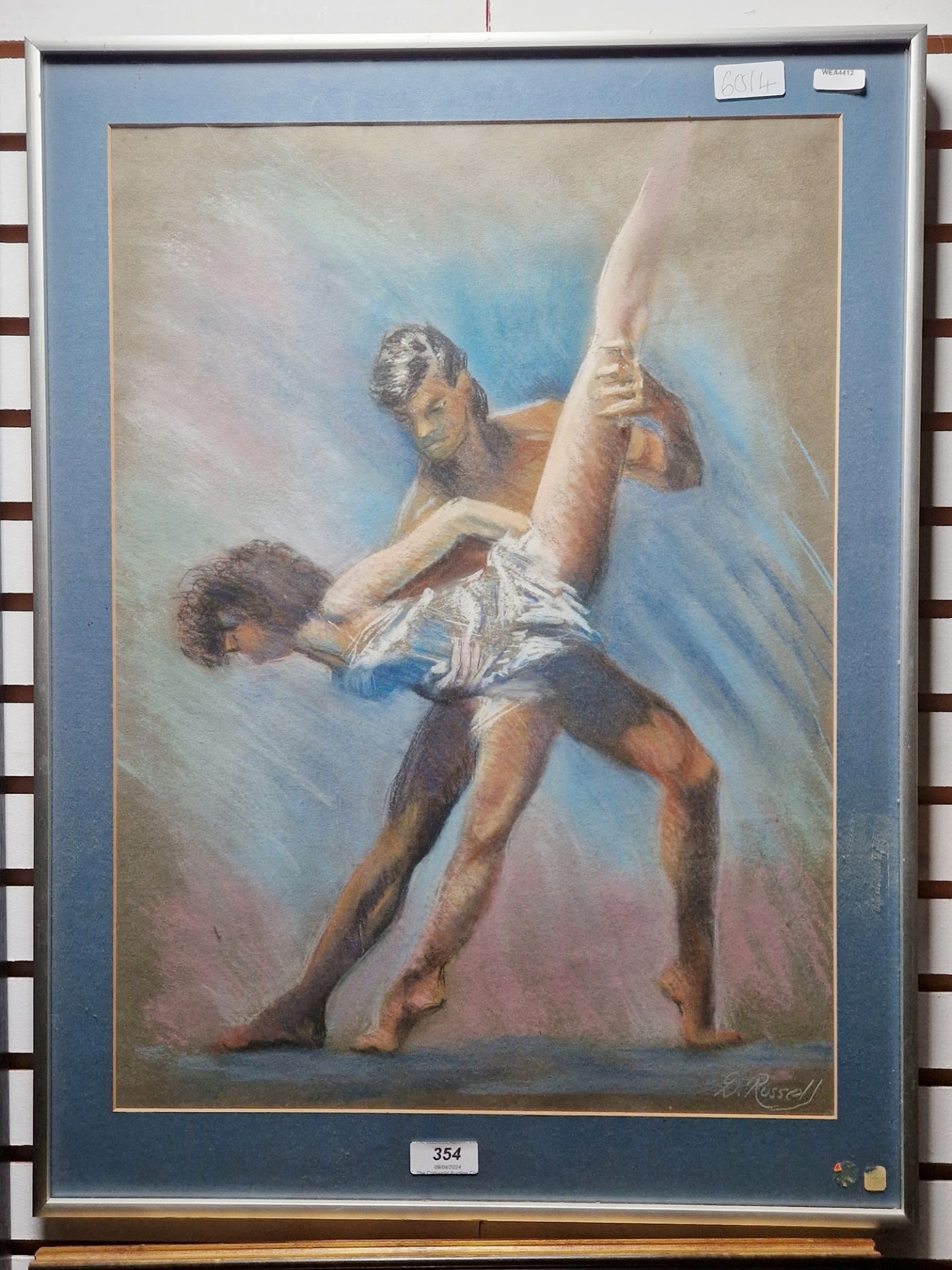 Derrick Russell (20th century) Pastel Study of ballet dancers, signed lower right, framed and - Image 2 of 3