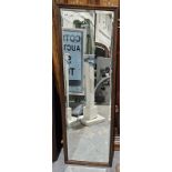 20th century oak framed bevelled edged hall mirror of rectangular form, 106cm x 34cm
