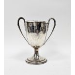Edwardian silver two-handled trophy, Chester, early 20th century (marks rubbed), of goblet form with