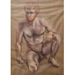 Derrick Russell (20th century) Pastel on paper Three figure studies of nude males, all signed