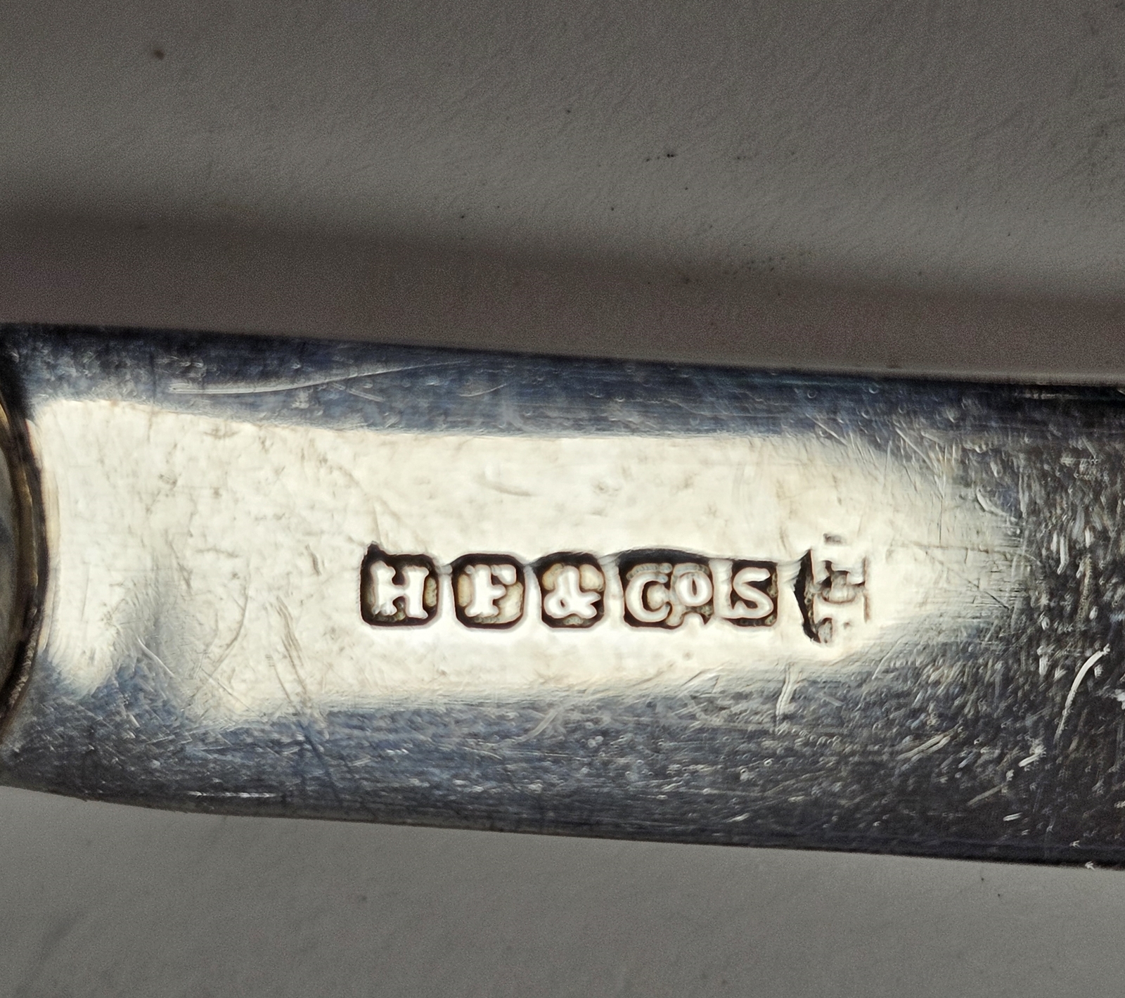 Two various silver-coloured metal propelling pencils, five silver coffee spoons with spade handles - Image 4 of 4